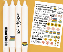 DIN A4 - Tattoofolie - Booklover - für Kerzen / Keramik