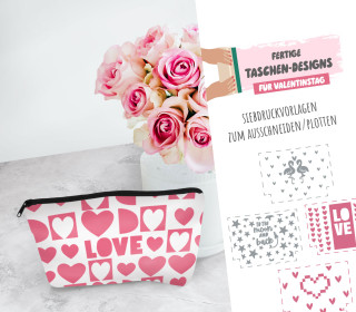 FREEBIE - Fertige Taschen-Designs - Valentinstag - Siebdruck Vorlagen