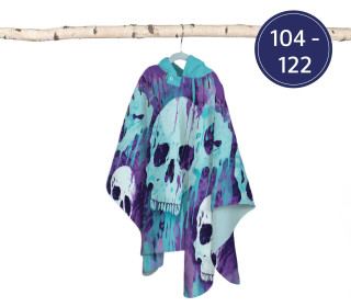 DIY-Nähset - Halloween Schauerponcho - Purple Skulls - Größe 104 - 122 - Outdoorstoff - abby and amy