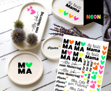 Neon Rub-On Sticker - Die beste Mama - Tante Henni Rubon - vielfältig nutzbar