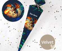 DIY-Nähset Schultüte - Feuerspeiender Drache - Velvet - zum selber Nähen