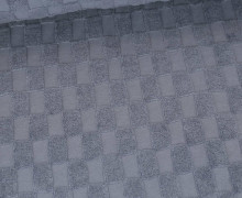 Frottee Jacquard - Karomuster - Uni - Taubenblau