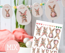 Rub-On Sticker - Entzückende Hasen - Mix - Rosa - Tante Henni Rubons - vielfältig nutzbar - Ostern