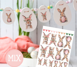 Rub-On Sticker - Entzückende Hasen - Mix - Rosa - Tante Henni Rubons - vielfältig nutzbar - Ostern