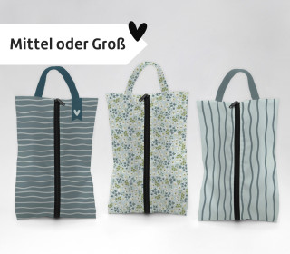 DIY-Nähset - 3 Schuhbeutel - Blumenwiese - GRÖSSENAUSWAHL - Outdoorstoff - abby and amy