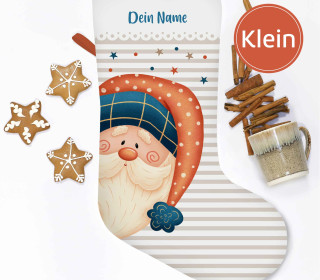 DIY-Nähset - Nikolaussocke - KLEIN - Softshell - Santa Claus - Cute Face