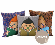 Kissenstoff - DIY - Kissen-Set - Best Book Ever - Blau/Braun - Velvet - Cherry Picking - abby and amy