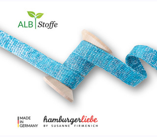 Hoodiekordel - Flachkordel - Cord Me - 20mm - Easygoing - Melange - Hamburger Liebe - Himmelblau/Meerblau