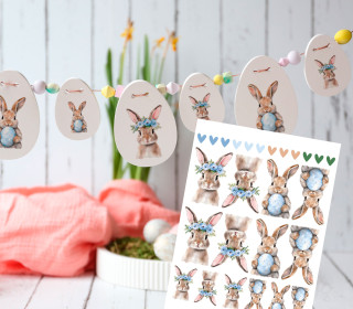 Rub-On Sticker - Entzückende Hasen - Mix - Blau - Tante Henni Rubons - vielfältig nutzbar - Ostern