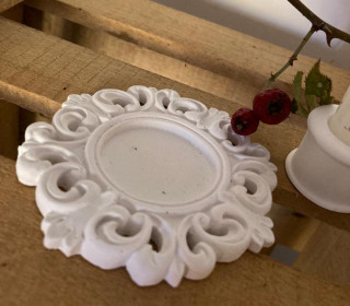 Silikon - Gießform - Untersetzer - Rahmen - rund - Barockmuster - vielfältig nutzbar