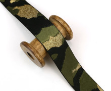 1 Meter Weiches Gurtband  - 40mm - Camouflage - Glamour - Olivgrün/Schwarz/Gold