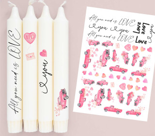 DIN A4 - Tattoofolie - Love - Valentinstag - für Kerzen / Keramik