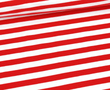 Sommersweat - French Terry - 1cm breite Streifen - Weiß/Rot