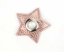 Kunstleder Öse - Stern - 11mm - Star - Patches - Nappa - Metallic - Rosé/Silber