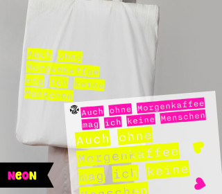 Onkel Bo's Neon Bügelbilder - DIN A4 - Auch ohne Morgenkaffee mag ich keine Menschen