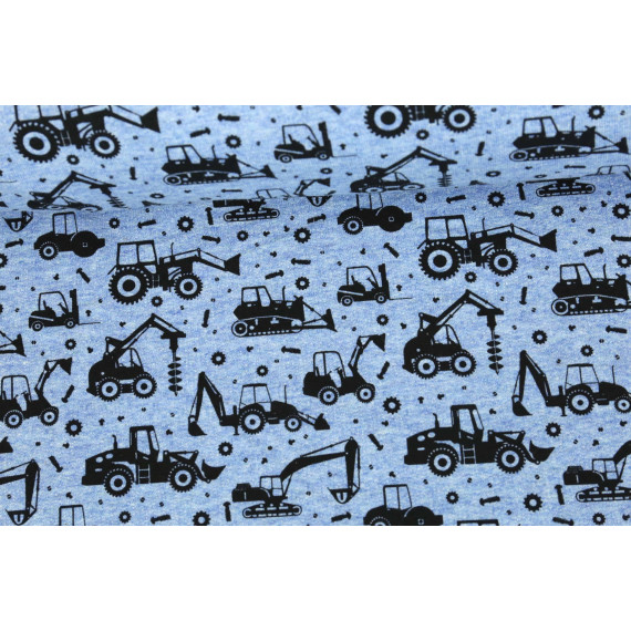 Sommersweat - Baustelle - Fahrzeuge - Vintage - Hellblau Meliert