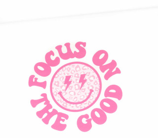 Sommersweat - Focus On The Good - Schriftzug - Gesicht - Pink - Paneel - Weiß - Bio Qualität - abby and me