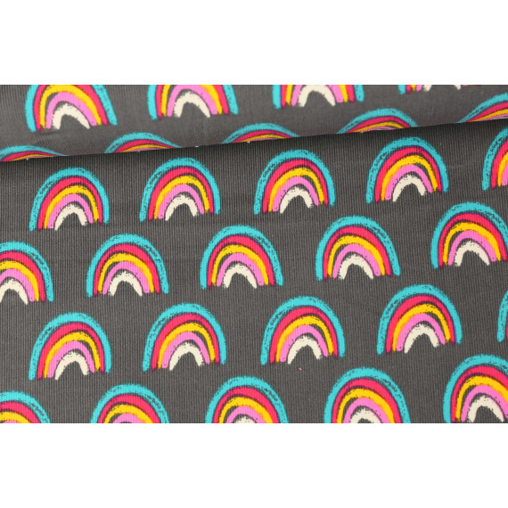 Babycord - Feincord - Regenbogen - Colorful Autumn - Braungrau