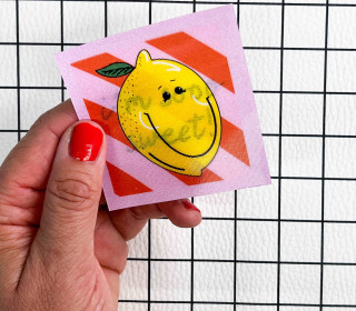 1 Flippatch - 1 Label = 2 Motive - Kippen - Wechselmotiv - zum Aufnähen - Cherry Picking - Zitrone/ i'm sooo sweet
