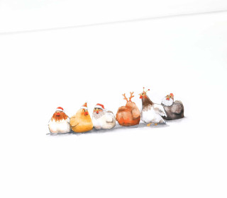 Sommersweat - Christmas Chicken Ladies - Paneel - Weiß - Bio Qualität - Katharina Bocklage Illustration - abby and me