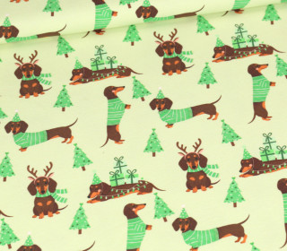 Sommersweat -  Grüne Weihnachten - Dackel - Hellgrün - Bio Qualität - abby and me