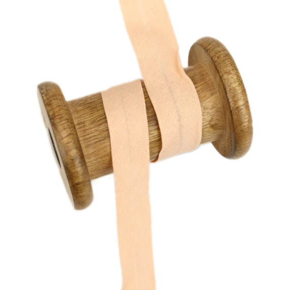 3 Meter Schrägband - Baumwolle - Puder - Uni - 2cm x 3m - Zugeschnitten