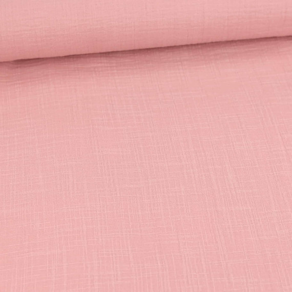 Musselin - Muslin - Double Gauze - Schnuffeltuch - Windeltuch - Uni - Slub-Garn - Altrosa