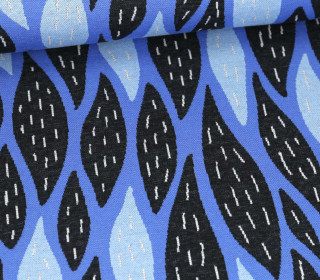 Bio-Jacquard - 4 Farb Spezial Jacquard Jersey - Flow - Glossy - Stahlblau - Hamburger Liebe