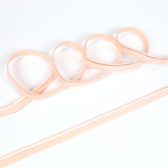 1 Meter elastisches Paspelband/Biesenband - Matt mit Glanzkante - Apricot