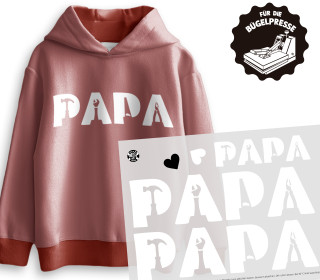 Onkel Bo's Bügelbilder - DIN A4 - Papa Schriftzug - Werkzeuge - Weiß