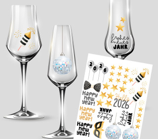 Rub-On Sticker - Silvester - Gold - Tante Henni Rub-Ons - vielfältig nutzbar