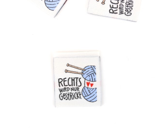 1 Label - RECHTS WIRD NUR GESTRICKT - Wollknäuel - Weiß - Hamburger Liebe