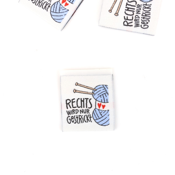 1 Label - RECHTS WIRD NUR GESTRICKT - Wollknäuel - Weiß - Hamburger Liebe