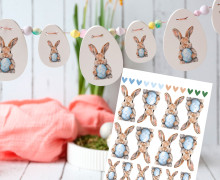 Rub-On Sticker - Entzückende Hasen - Ei - Blau - Tante Henni Rubons - vielfältig nutzbar - Ostern