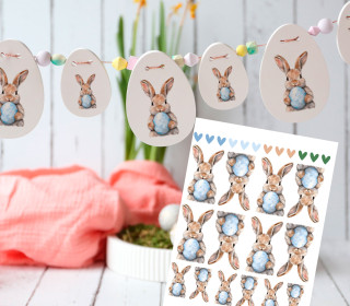 Rub-On Sticker - Entzückende Hasen - Ei - Blau - Tante Henni Rubons - vielfältig nutzbar - Ostern