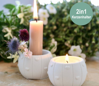 Silikon - Gießform - Kerzenständer - 3D Herzen & breite Streifen - 2in1 Kerzenhalter - vielfältig nutzbar
