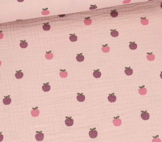 Musselin - Muslin - Double Gauze - Fruits - Apples - Schnuffeltuch - Windeltuch - Beigerosa