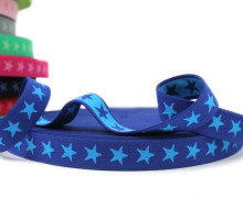 1 Meter Gummiband - Sterne - 20mm - Dunkelblau/Blau