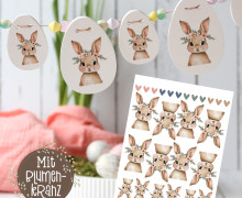 Rub-On Sticker - Delightful Bunnies - Hase - Blumen - Tante Henni Rub-Ons - vielfältig nutzbar - Ostern