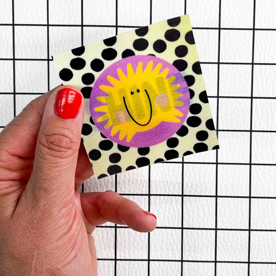 1 Flippatch - 1 Label = 2 Motive - Kippen - Wechselmotiv - zum Aufnähen - Cherry Picking - Sonne/SHINE