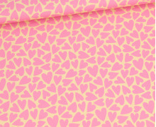 Outdoorstoff - Mini Collection - Herzen - Buttergelb/Bubblegum Rosa - abby and amy