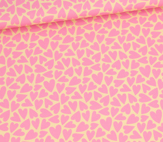 Outdoorstoff - Mini Collection - Herzen - Buttergelb/Bubblegum Rosa - abby and amy