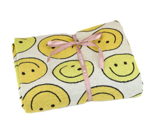 1,35m Zuschnitt - Bio-Jacquard - 4 Farb Spezial Jacquard Jersey - Smile - Choose Your Vibe - Warmweiß - Hamburger Liebe