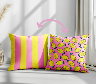 Genähtes Kissen inkl. Inlet - Summer Vibes - Zitrone - Gelb/Pink - studio.mARTinchen - Mein Hanseherz