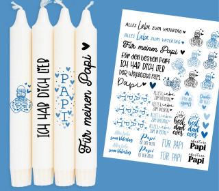 DIN A4 - Tattoofolie - Vatertag - Papi - für Kerzen / Keramik