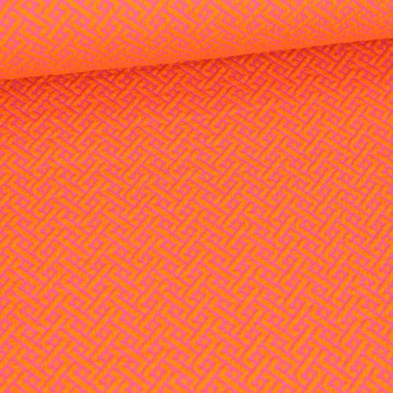 Bio-Elastic Minijacquard Jersey - 3D - Connect Knit - Evermore - Hamburger Liebe - Orange/Pink