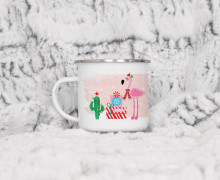 Emaille Becher - festlicher Flamingo