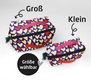 DIY-Nähset - Kosmetiktasche - Binz - Hearts Blue - Hamburger Liebe - GRÖSSENAUSWAHL - abby and amy
