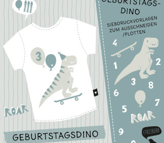 FREEBIE - Geburtstagsdino - Siebdruck Vorlagen - Design by TREEEBIRD