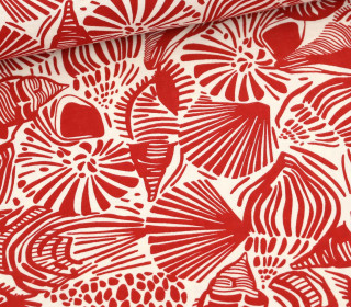 Musselin - Muslin - Double Gauze - Abstrakte Muscheln - Maritim - Schnuffeltuch - Windeltuch - Warmweiß/Dunkelrot